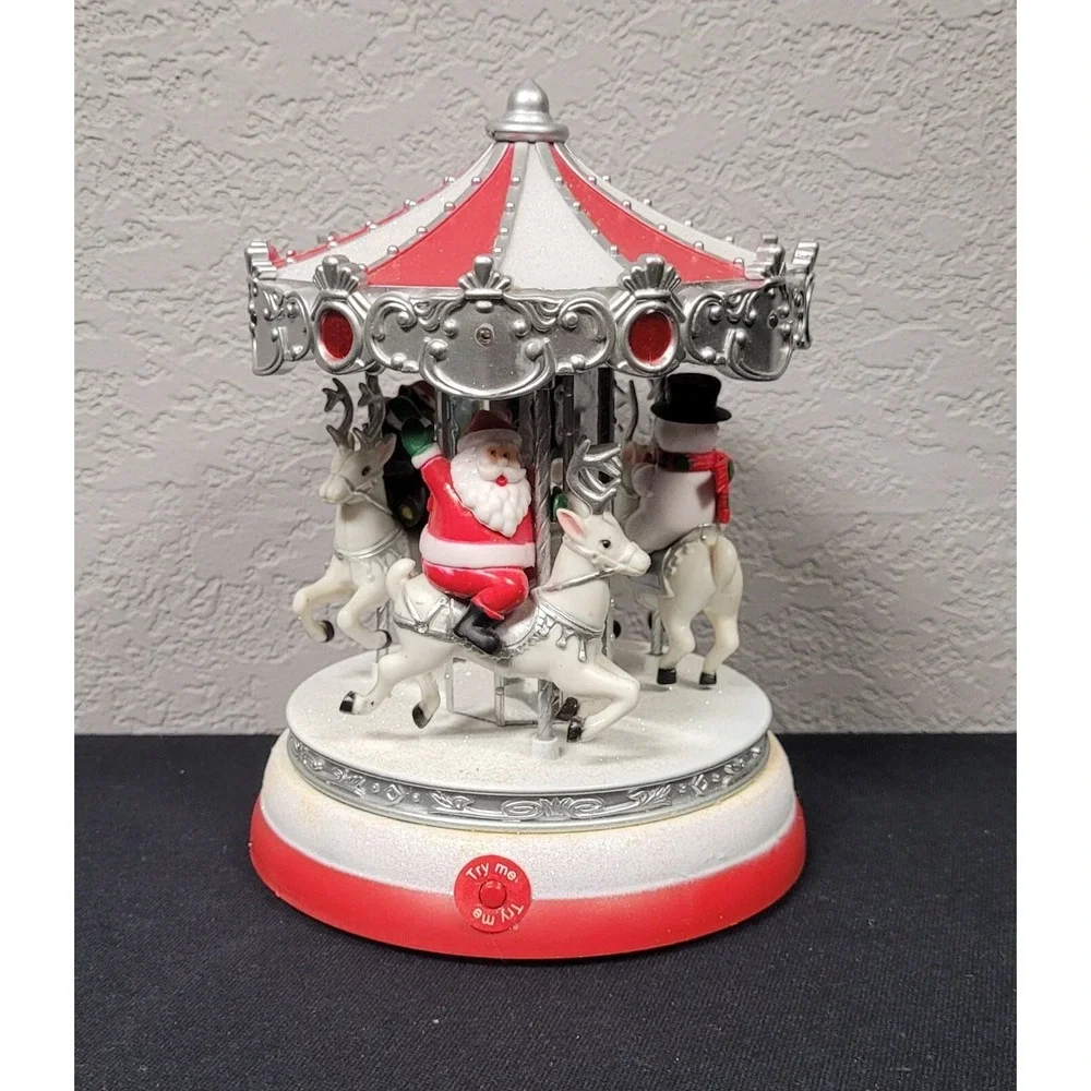 Pan Asian Creations Light Up Musical Christmas Merry Go Round Carousel Santa
